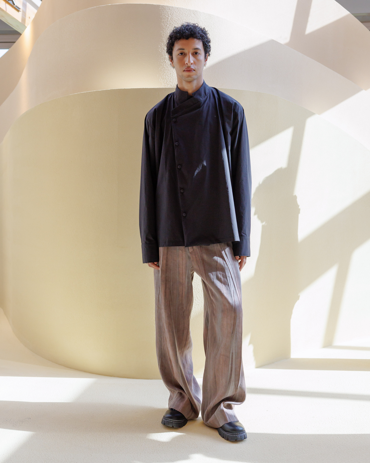 NAF Washed Wood-Grain Relaxed Trousers