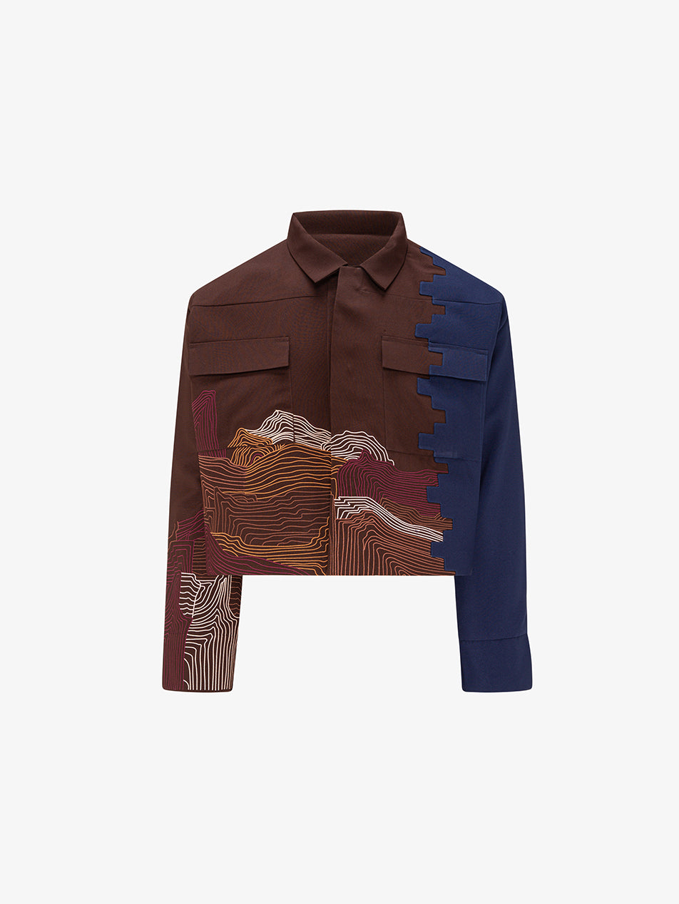 NAF Two-Tone Zigzag Embroidered Jacket "Salwa Palace"