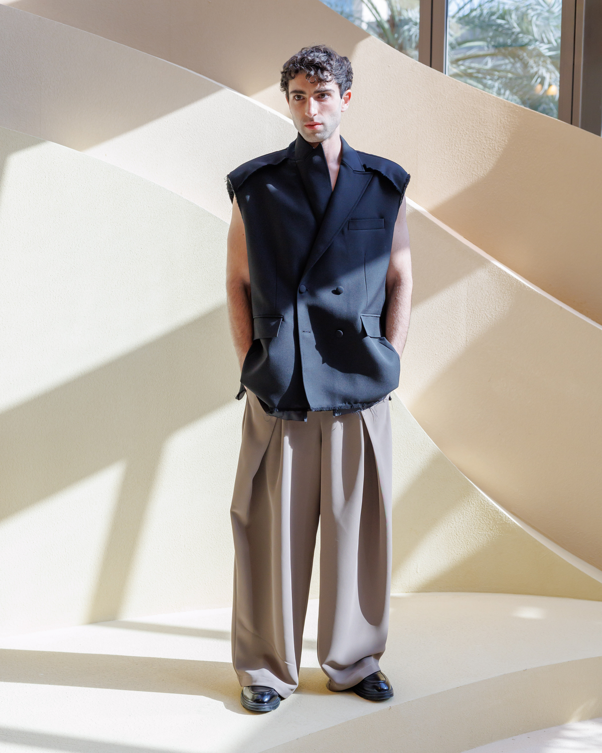 NAF Sleeveless Double-Breasted Blazer